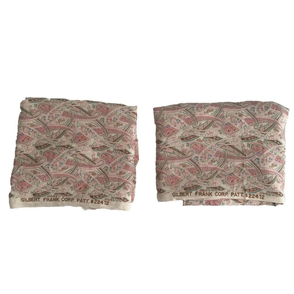 Gilbert Frank Fabric 2.5 Yds Paisley Pink Multicolor 2 Pieces 1.25 Yd Each 42” W